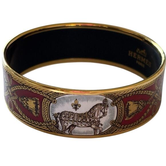 Hermes Jewelry - Hermes Cert Auth Enamel Cloisonné “Grand Apparat” Bangle Bracelet Plating